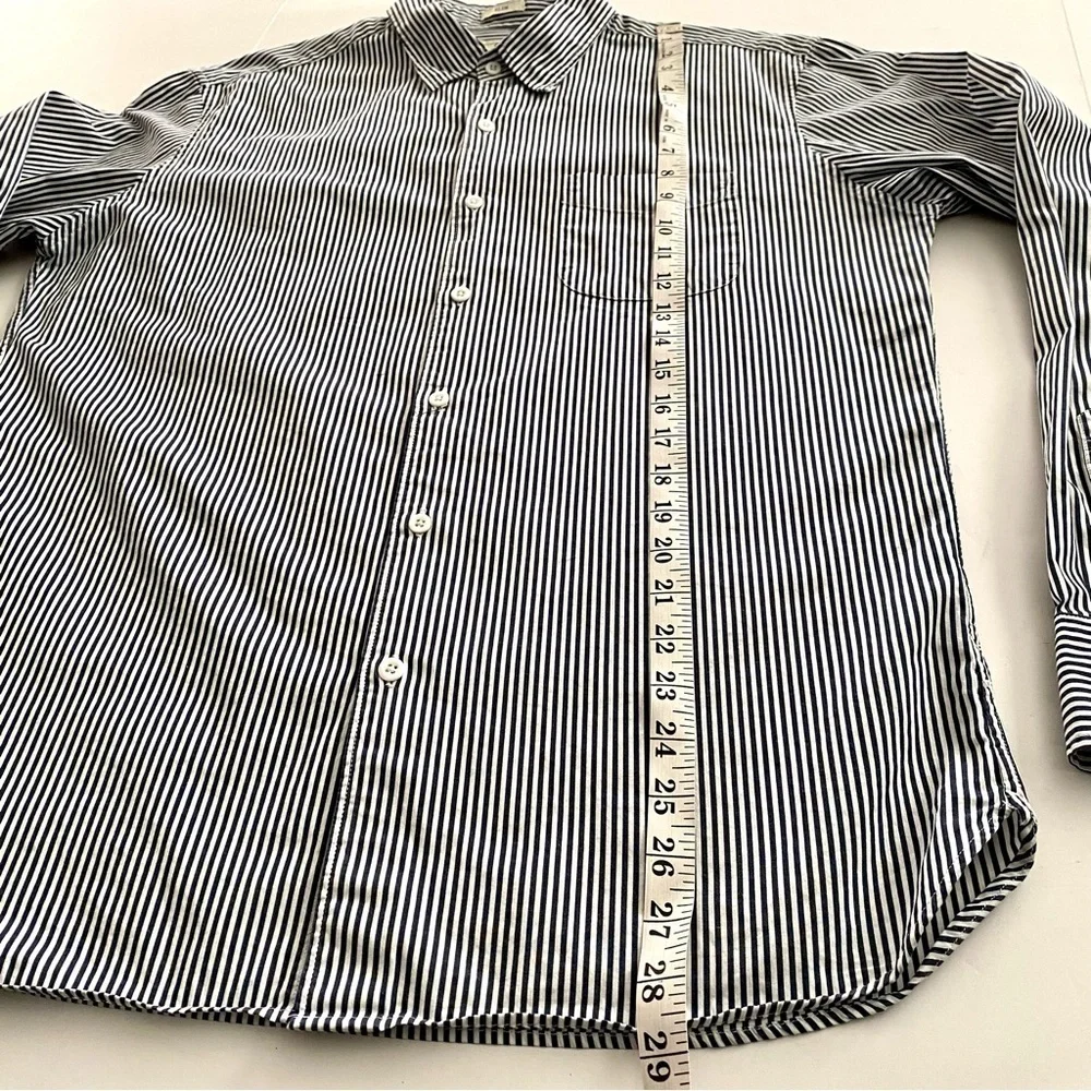 J.Crew Slim Men’s Classic Shirt Black White Stripe Oxford Button Down Large
